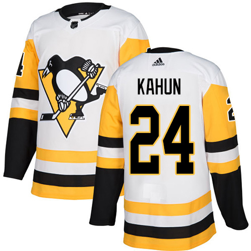 Adidas Pittsburgh Penguins #24 Dominik Kahun White Road Authentic Stitched Youth NHL Jersey